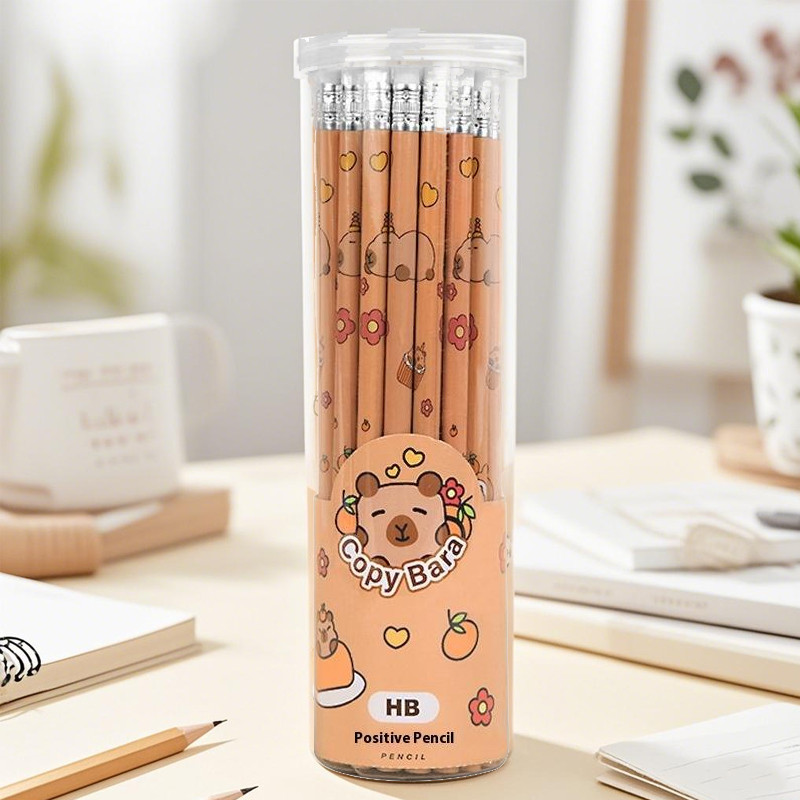 

30 Pieces In A Box Capybara Barrel Pencils For Primary School Students Sketch Pen Exam Calligraphy Drawing Pencil Stationery