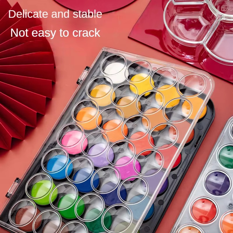 

M&G 48 Colors Solid Watercolor Set with Brushes for Children Girls Art Painting Washable Beginner Kit