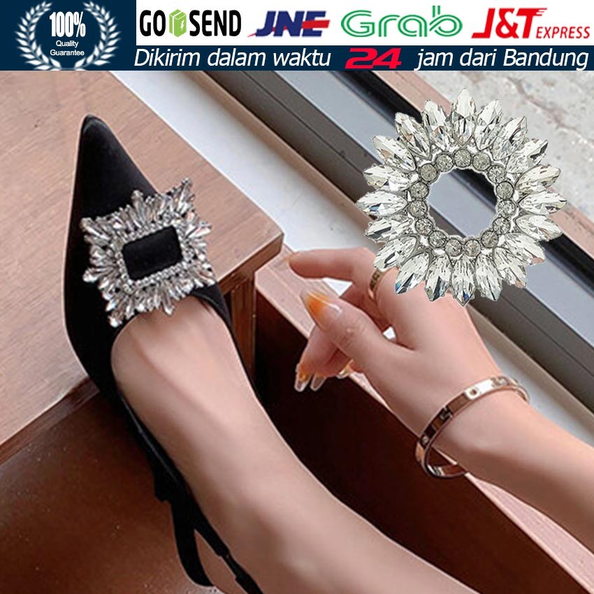 Hiasan Klip Sepatu Kristal Mewah Removable Aksesori Bling Untuk High Heels Wanita Gaun Pesta dan Per