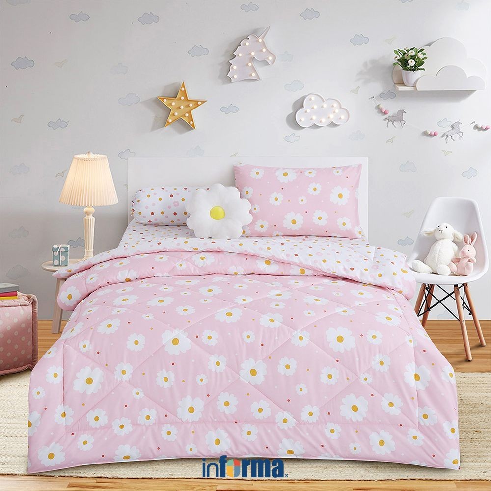 Informa Set Seprai Anak Microfiber Bloom - Pink Seprei Anak Bed Sheet Anak Sheet Set Bedding Tempat 