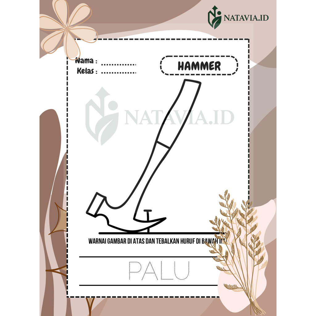 

50 Lembar Gambar Mewarnai A5 Tema Bunga Buah Sayur dan Hewan Laut