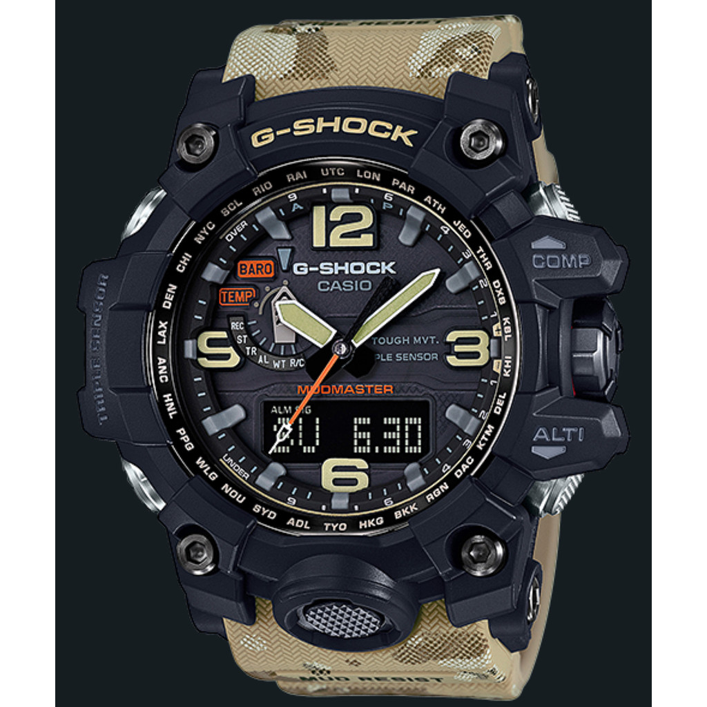 CASIO G-SHOCK GWG-1000 MUDMASTER DESERT CAMOUFLAGE GWG-1000 SAPPHIRE GLASS MULTI BAND MILITARY DESIG