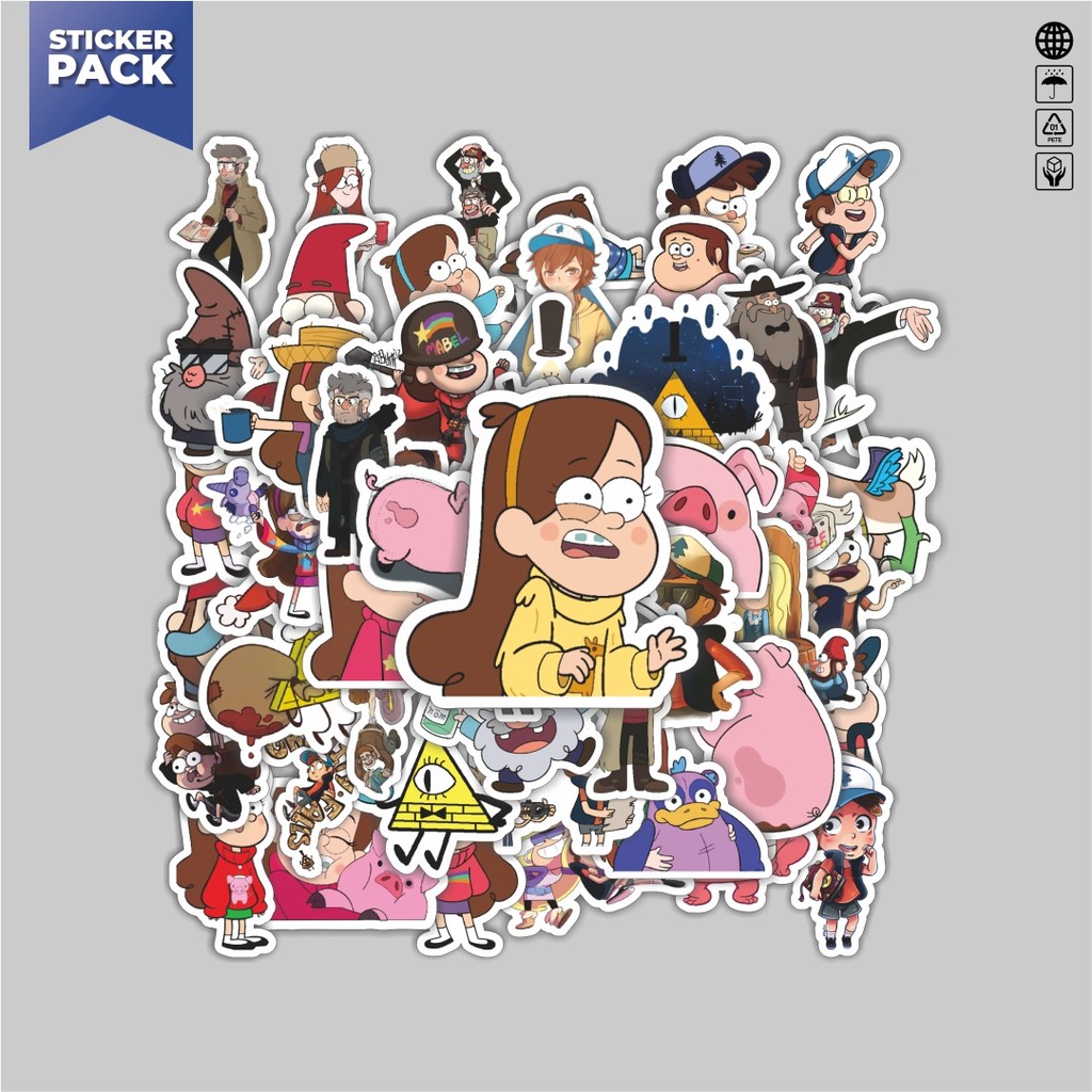 

[100PCS]Stiker Pack Stiker Kartun Series Gravity Falls Karakter Mix 5 Aesthetic Vinyl Anti Air Dekorasi Sticker Laptop Buku Journal Koper Helm Casing HP Gitar Helm Skateboard