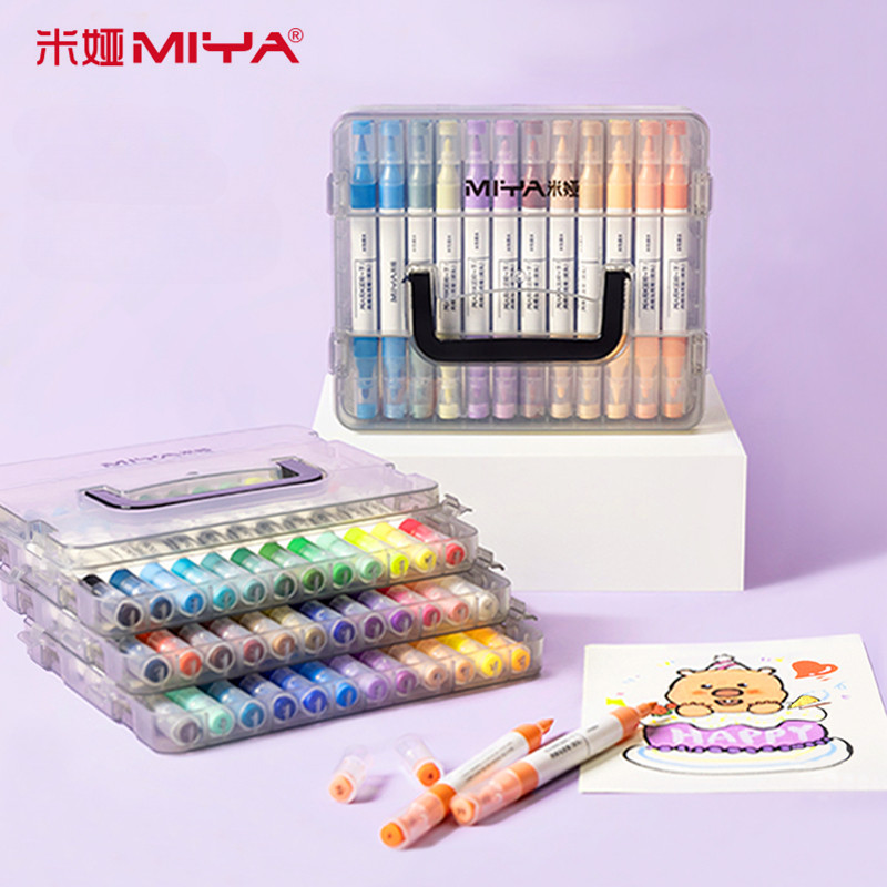 

Miya Acrylic Paint Pens, Dual Tip Markers with Brush Tip and Fine Tip 12/24/36/48 Colors Drawing DIY Crafts Making Art Supplies