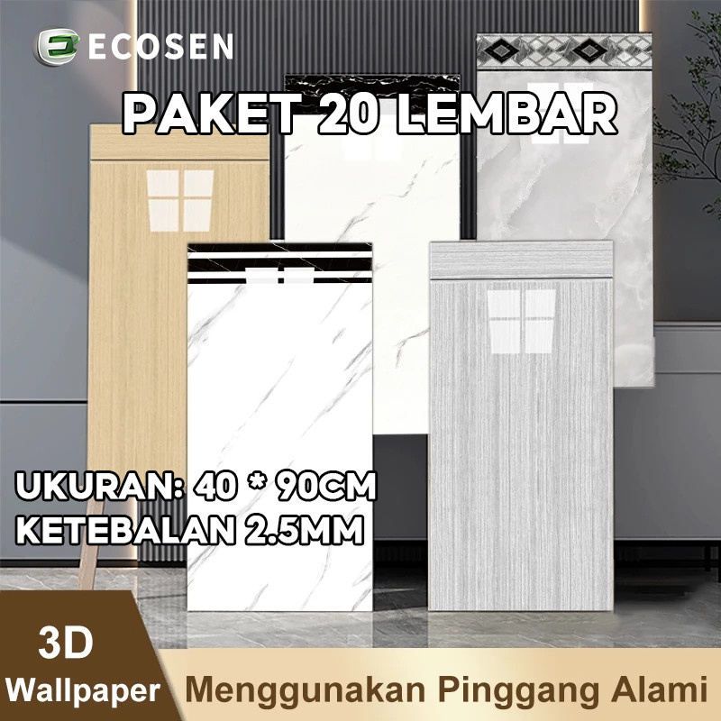 ECOSEN Wallpaper dinding VINYL Marble 40 x 90 cm Stiker wallpaper dinding motif Tebal 2.5mm premium 