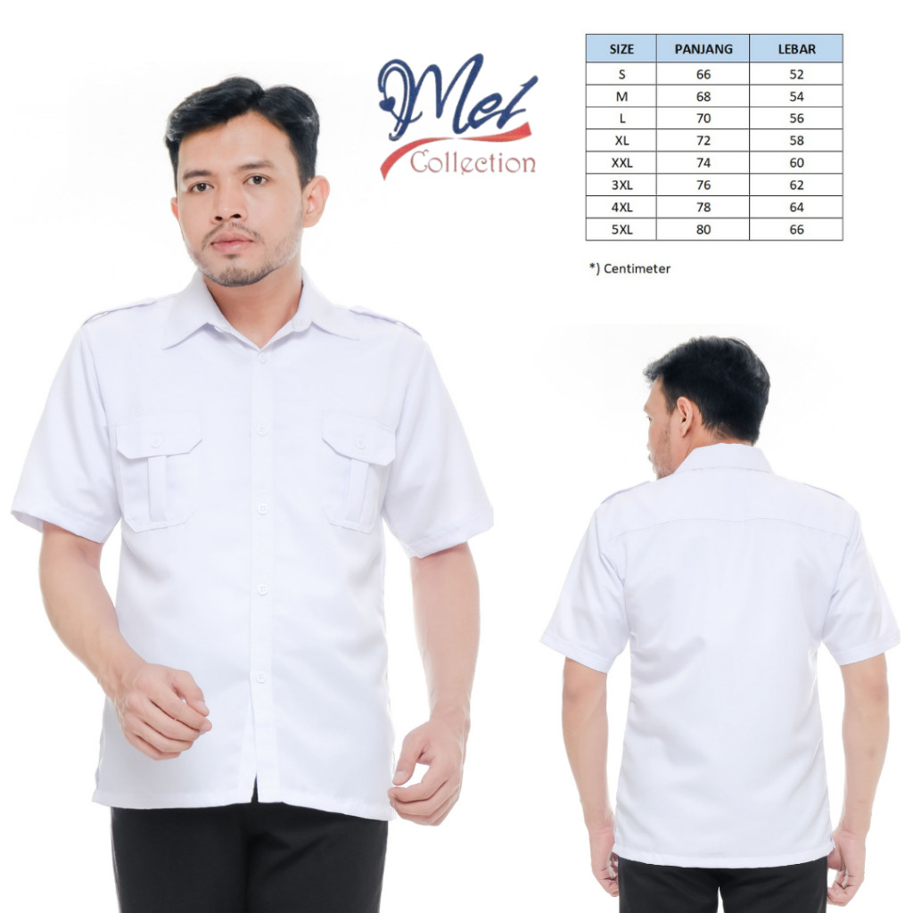 PROMO [PREMIUM] Baju Dinas PNS Putih Pria Kemeja Pdh Safari Lengan Pendek / Bahan High Twist Adem / 