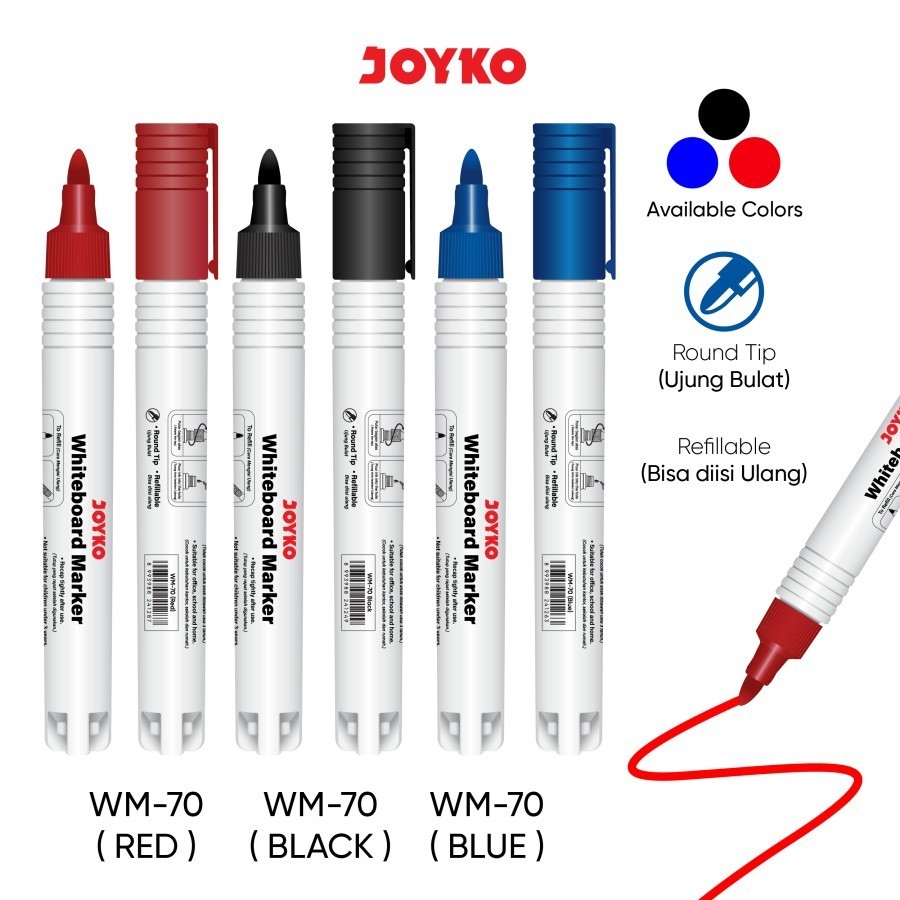 

(1 pc) Whiteboard Marker Spidol Papan Tulis Dapat Dihapus Joyko WM-70