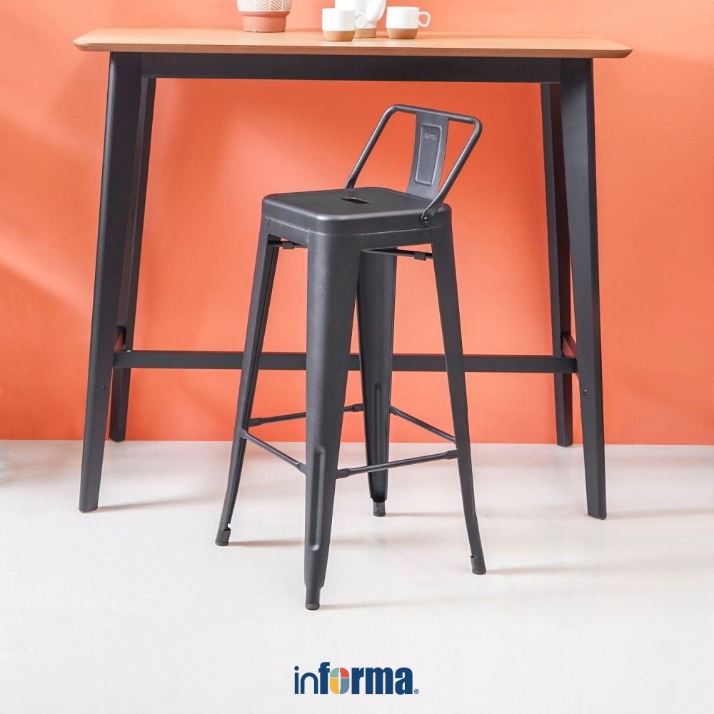 Informa London Z Kursi Bar Metal - Hitam Bar Stool Kursi Kafe Bartending Furniture Ruang Makan