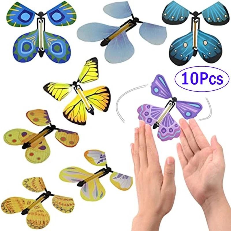 10Pcs Magic Flying Butterfly Fairy Flying Toys Wind Up Butterfly Toys Great Surprise Party Great Sur