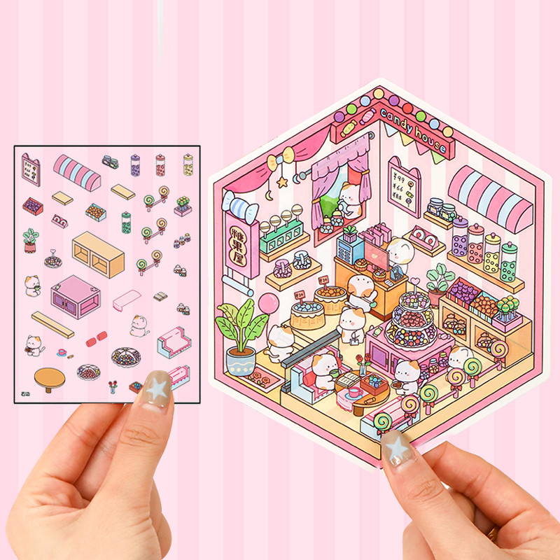 

3D Stickers DIY Scene Cute Animal Panda Bear Rabbit Stress Relief Sensory Toy Sticky Game Classic Adults Kids Gift