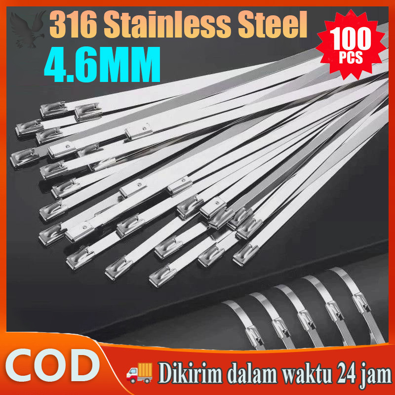 

100 Pcs Kabel Ties Stainless Tali Besi Anti Karat 316 / Cable Ties ikat besi Kabel Tis Steel Metal Tie lock / Klem Pengikat Pipa Knalpot