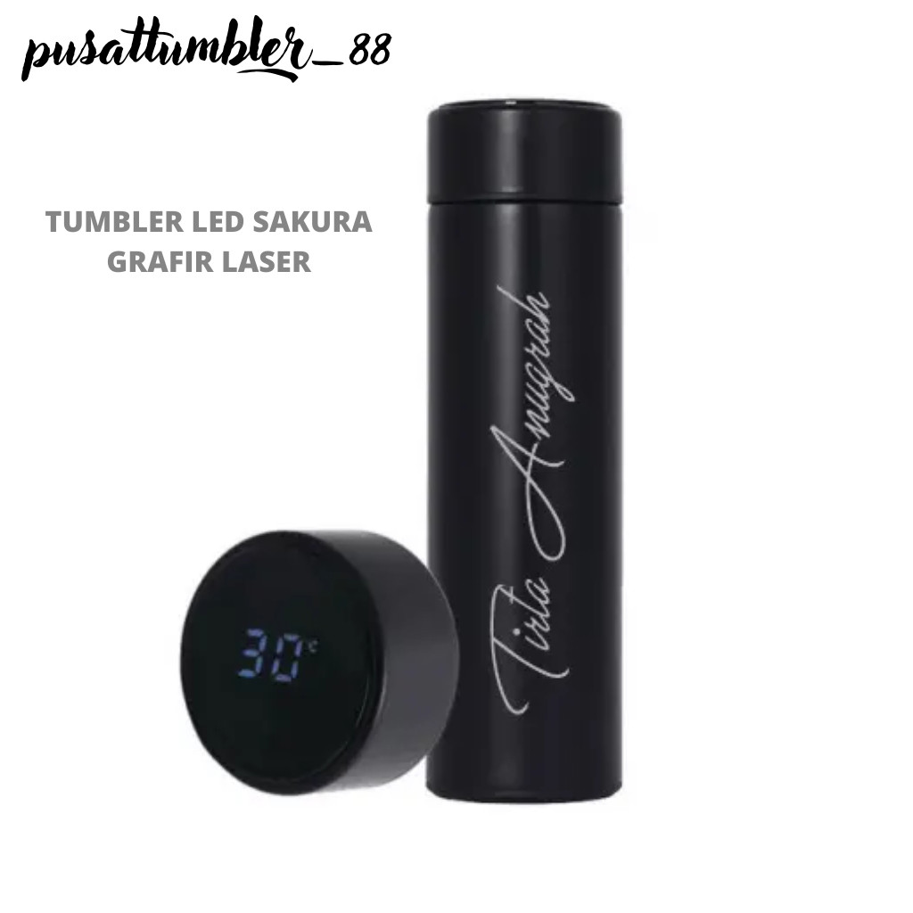 COD Custom Grafir Laser Tumbler LED Suhu botol minum stainless Custom Grafir Laser Souvenir grosir m