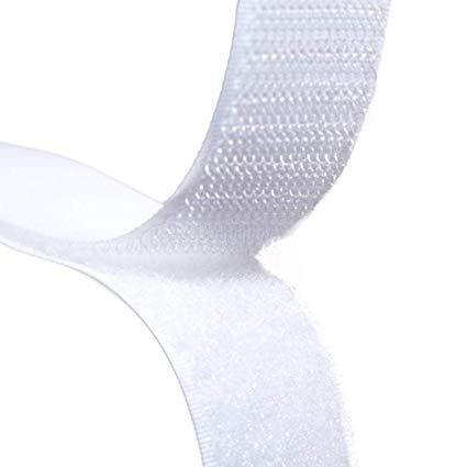 

1roll 25meter Self Adhesive Perekat lebar 3cm 30mm Hook and Loop Hitam Putih + Lem kasar Halus - Putih CARMUDIE