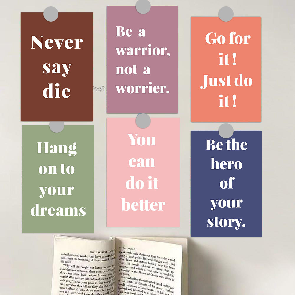 

10PCS English Motivational Cards for Room and Dormitory Renovation, Wall Decoration Stickers, and Postcard Placement