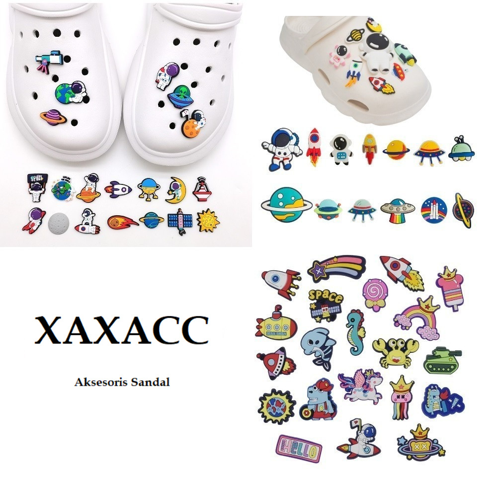 Jibb  Pin Sandal Ufo Astronot Luar Angkasa pt 1 Aksesoris Hiasan Sendal Sepatu Lubang Baim