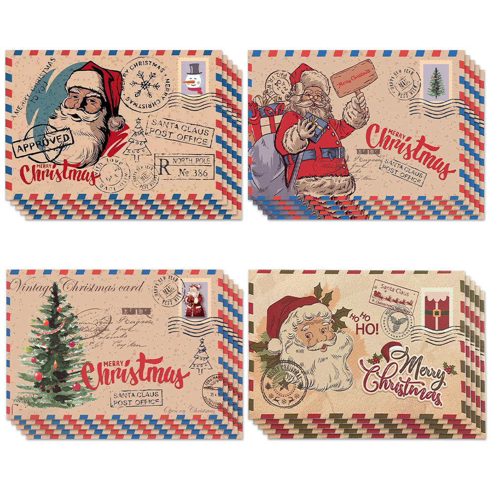 

5 Pieces Postcard Greeting Card Vintage Stamp Cards with Envelopes Xmas Greeting Cards for Holiday