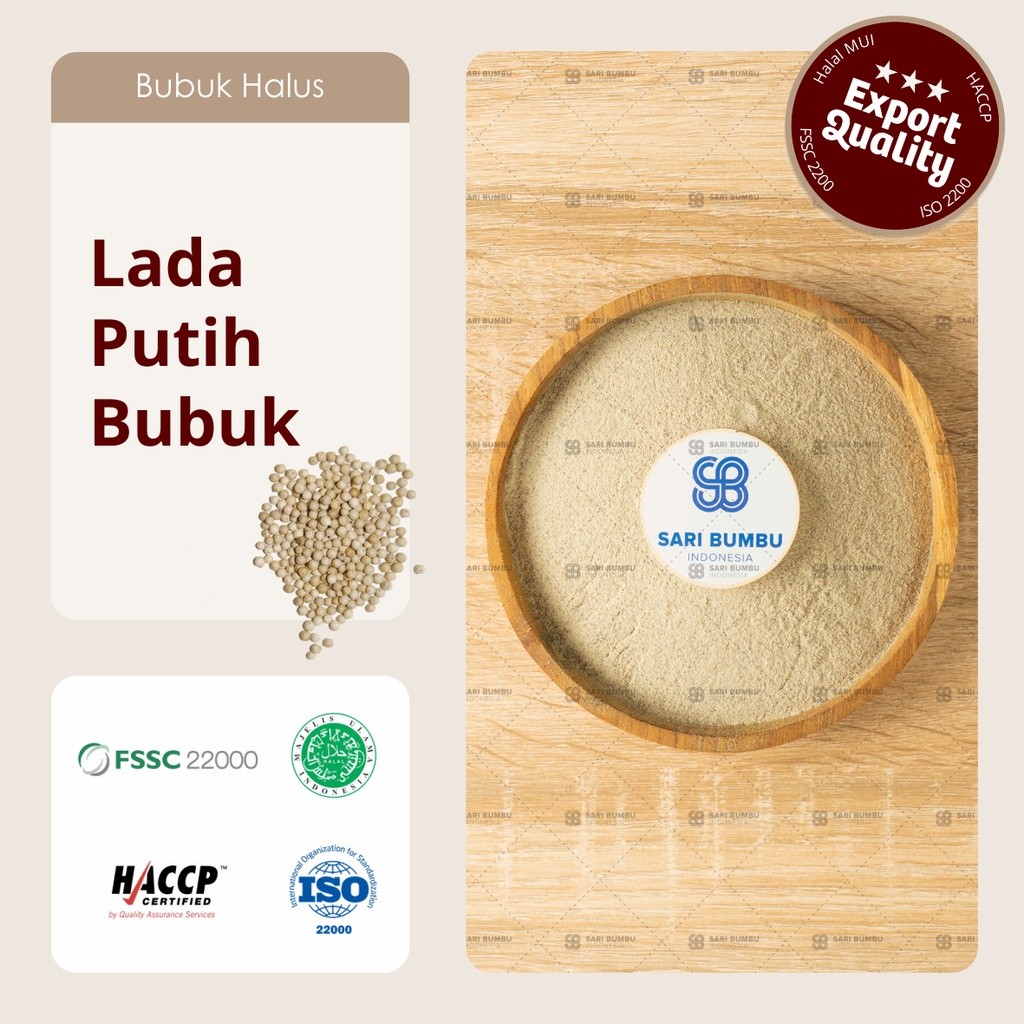 

White Pepper Powder/ Lada Putih Bubuk 1 Kg