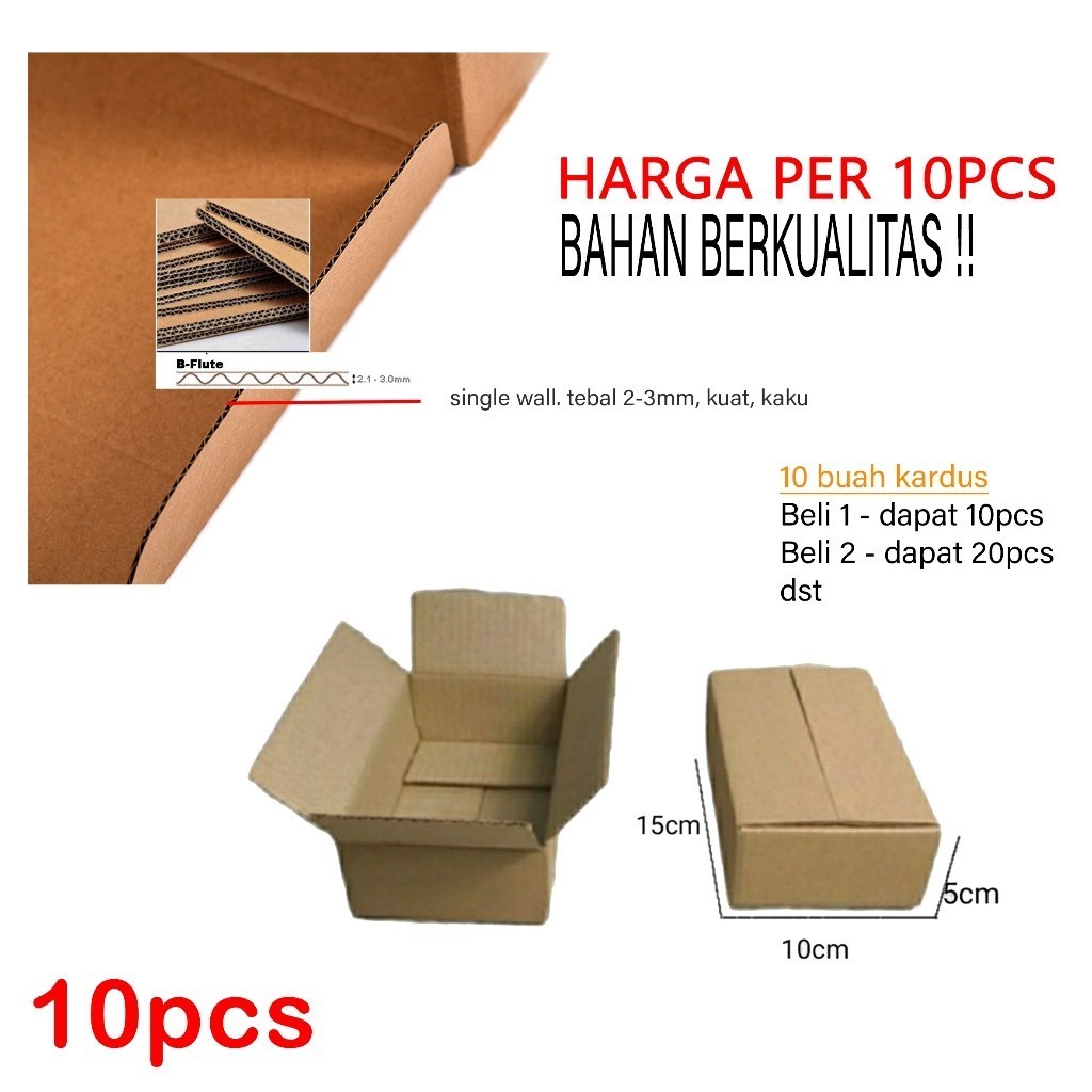 

(EP) 10 BUAH KARDUS PACKING BOX COKLAT UKURAN 15X10X5 CM