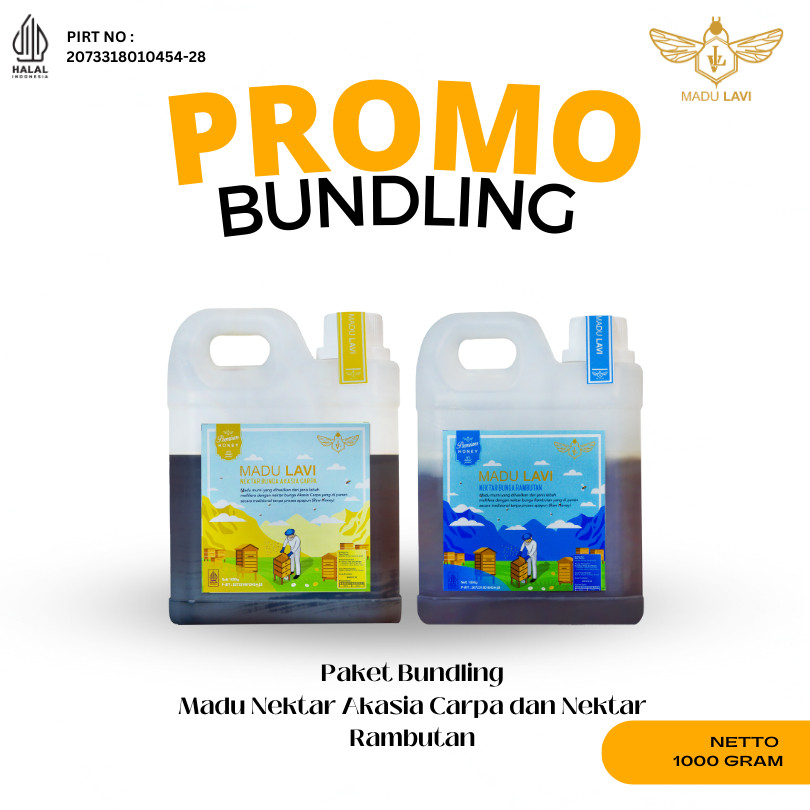 

Paket Bundling madu akasia carpa dan madu nektar rambutan kemasan 1kg