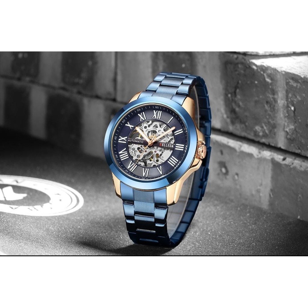 BELLEDA 9244 Jam Tangan Pria Otomatis Stainless Steel Kulit