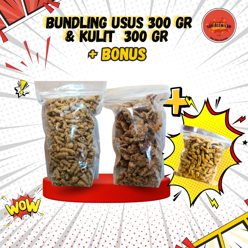 

PROMO BUNDLING !!! KULIT CRISPY 300 GR & USUS CRISPY 300 GR PLUS BASRENG
