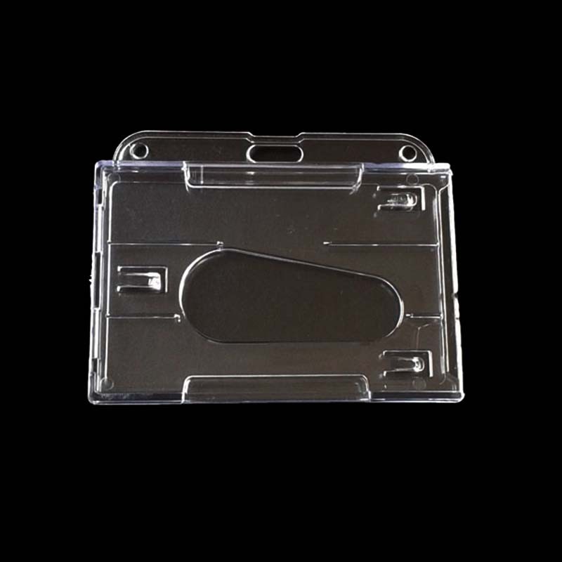 

Dual Double Clear Hard Plastic ID Badge Two Slot Credit Card Holder Case for Bank Cards Protector Cover Transparent Cardholder