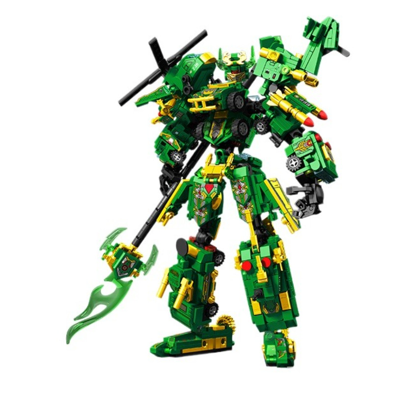 SEMBO  8IN1 Guan Yu Transforming Mecha Robot Building Blocks MOC Fighter Aircraft Tank Vehicle Model