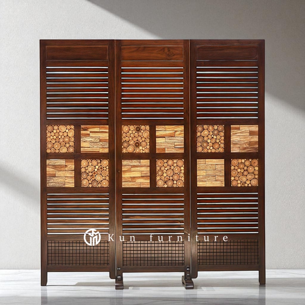 Sketsel Partisi 3 Lipat Minimalis Kayu Jati – Penyekat Ruangan Praktis