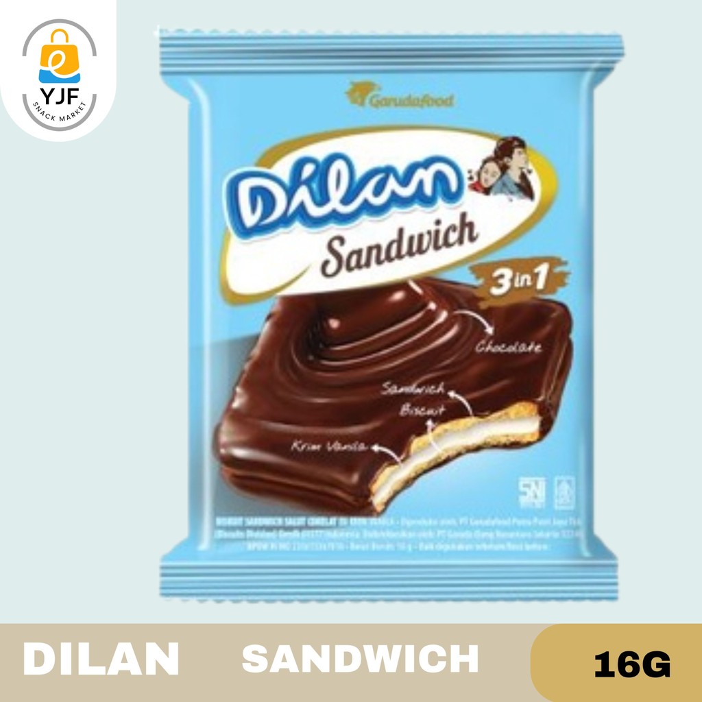 

Dilan Sandwich 16g - 1PC / Dilan Sandwich 3 in 1 Biskuit Coklat Krim