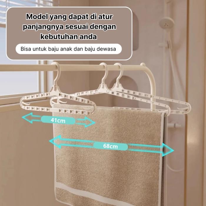 Hanger Pengering Jemuran Lipat Gantungan Baju Tarik Extended Lebar Panjang Pendek Fleksibel Multifun
