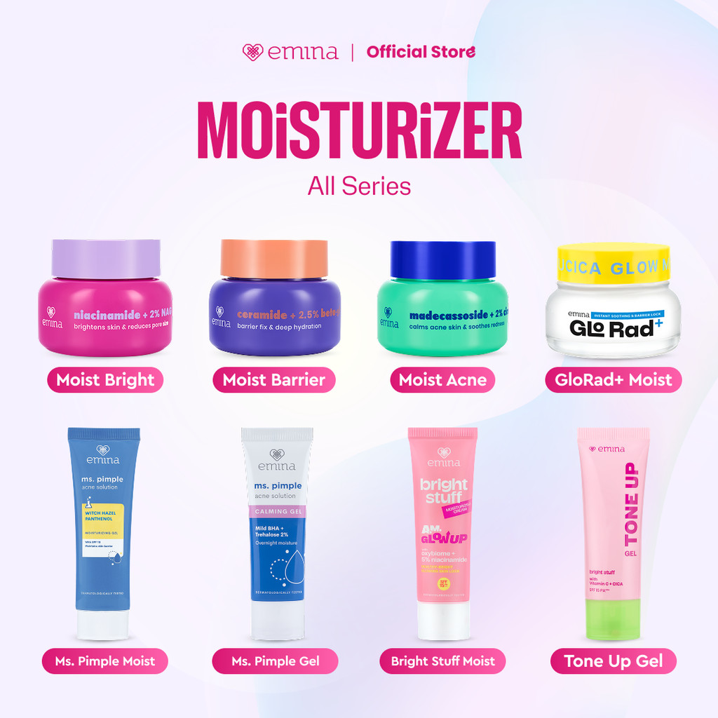 Emina Moisturizer All Series - Water Moisturizer Gel, Moisturizing Cream, GloRad+ Hyalucica Moisturi