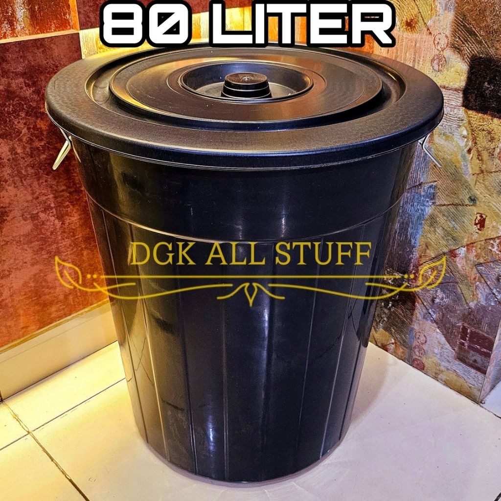 Tong Gentong Ember Bak Bertutup Tutup Air Mandi Sampah Outdoor BESAR Jumbo Serbaguna Plastik 80 Lite