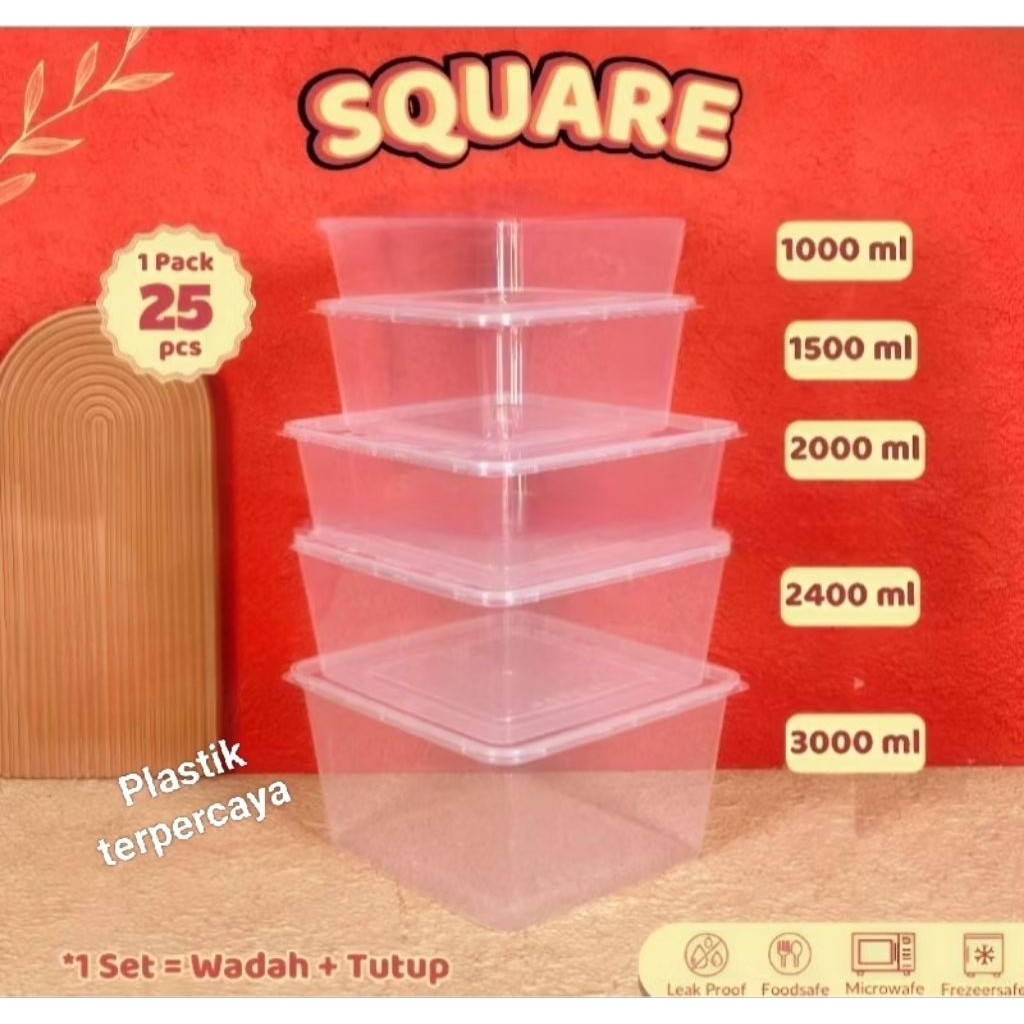 Thinwall Kotak Makan Plastik 2000 ml 3000ml Isi 10 pcs Tempat Box Nasi Microwave Food Container