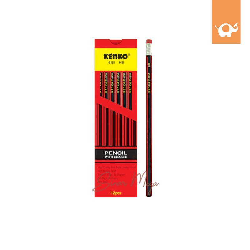 

Kenko Pencil 6151 HB With Eraser Pensil+Penghapus Murah
