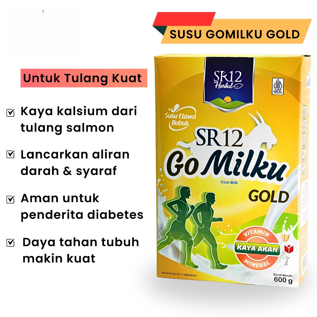 

SR12 Susu Kambing Gomilku Gold Etawa Bubuk 600gr Rendah Lemak Tinggi Kalsium Bebas Gula best seller