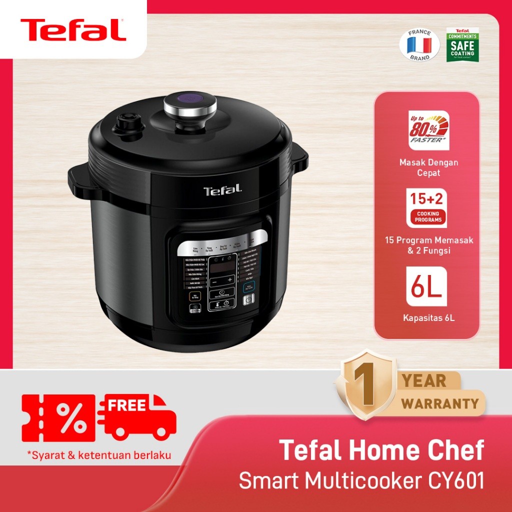 TERLARIS - Tefal Multicooker Electrik 6 L CY601 Multifungsi / Pressure Cooker Home Chef Smart / Pres