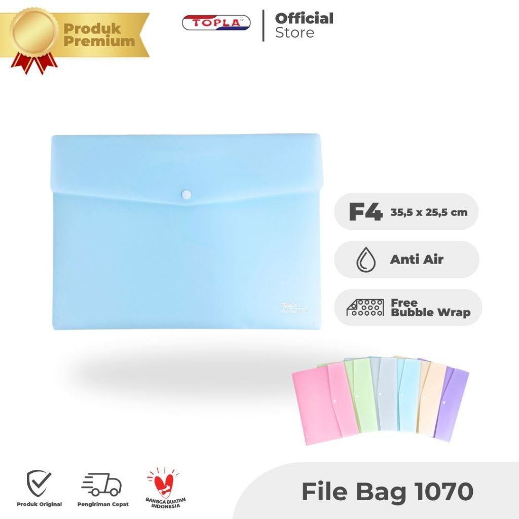 

File bag kancing tebal dokumen organizer map kertas berkas ukuran folio topla