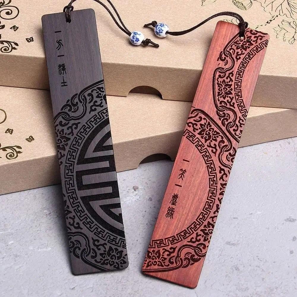 

High Quality Chinese Style Bookmark Sandalwood Carving Book Clip Wooden Book Mark Students Teachers