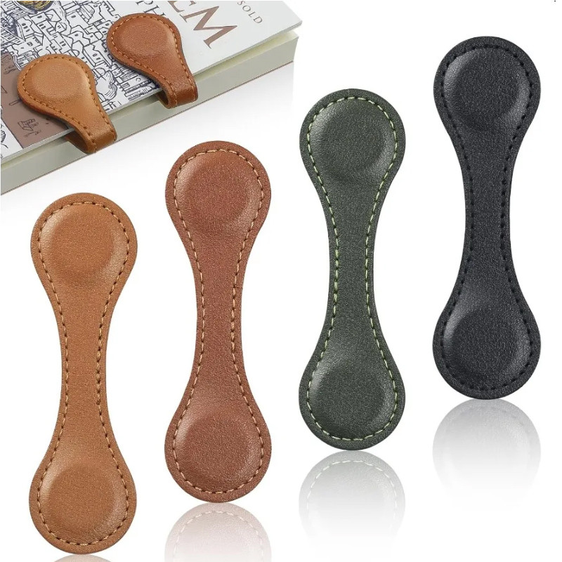 

Elegant Magnetic Leather Bookmark Retro PU Leather Handmade Bookmark with Dual-Sided Design Gift for Avid Readers Students