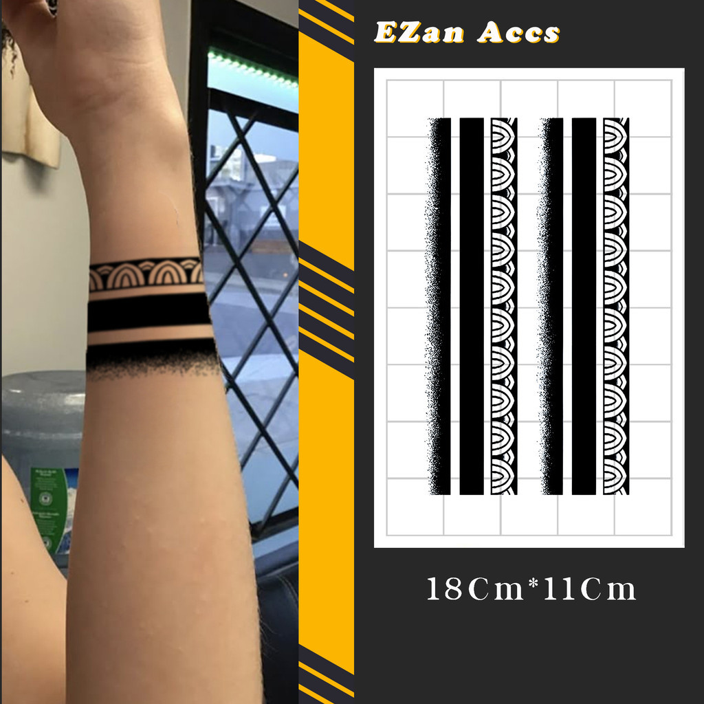 Stiker Tato Gelang Maori Temporary Semi Permanen  - Tahan Lama hingga 15 Hari, Ukuran 18x11cm, Fruit