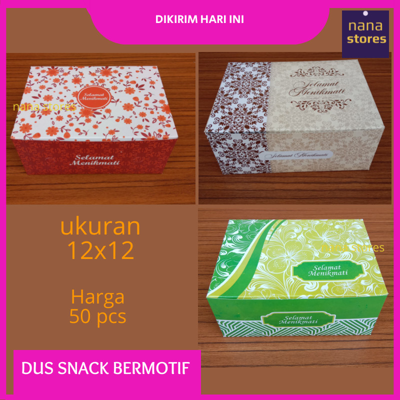 

50 Pcs Dus kue ukuran 12x12 , Dus Snack ukuran 12x12 RB
