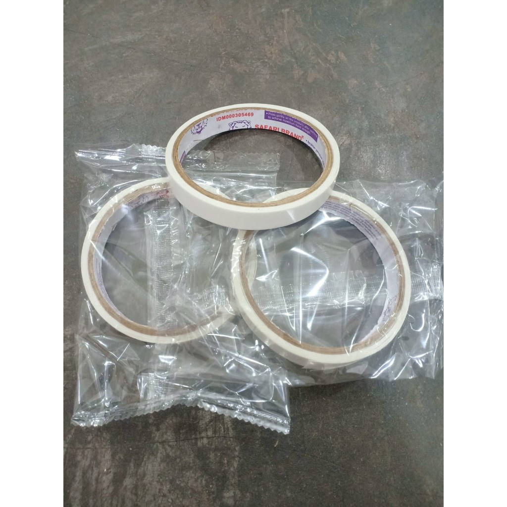 

*DUNIA PESTA* (1PCS) DOUBLE TAPE SAFARI BRAND / ISOLASI BOLAK BALIK / SOLASI DUA SISI 12MM X 5M