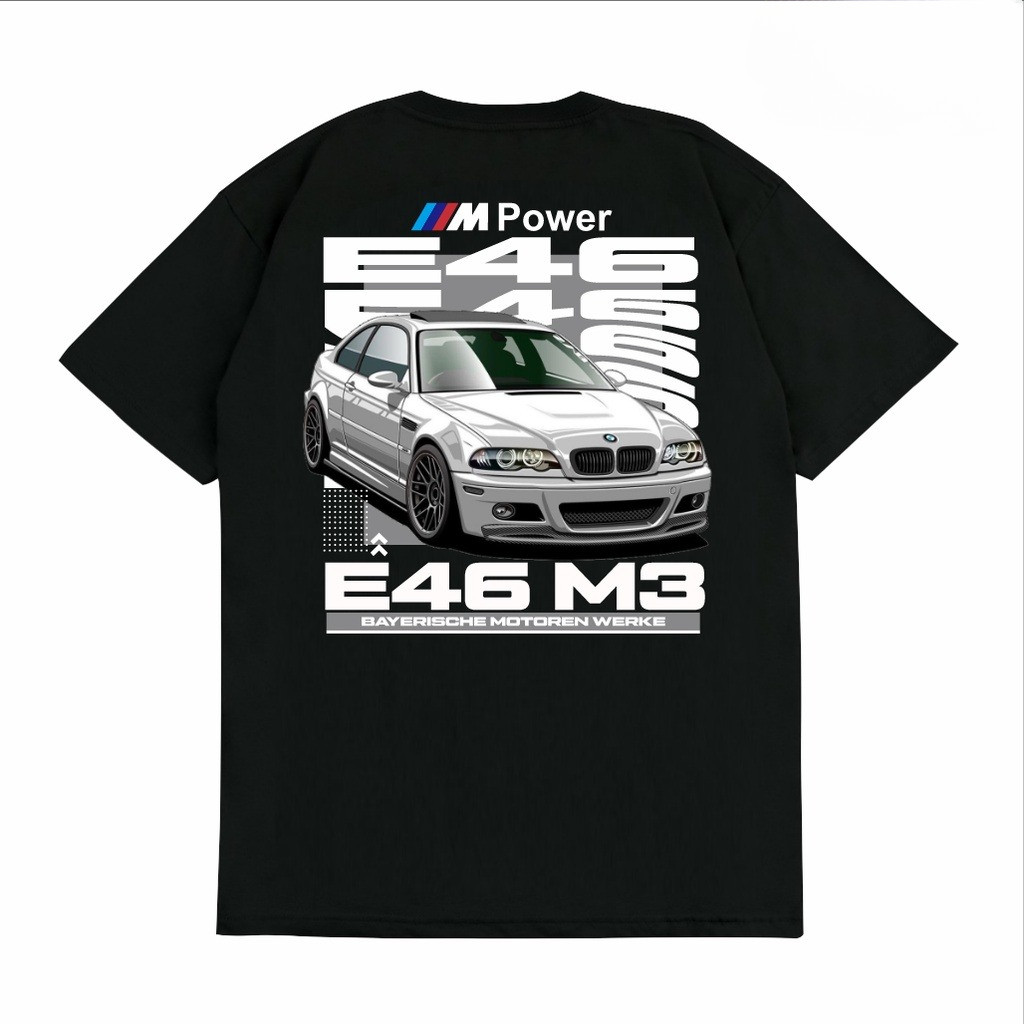 Kaos Baju Distro Katun Combed 24s Unisex Gambar Mobil BMW E46 M3 JDM GDM
