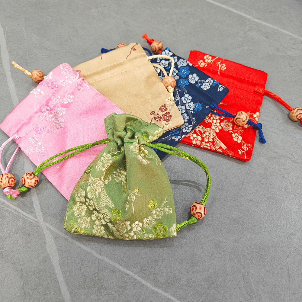 

5/10Pcs Flower Embroidery Jewelry Bag Wedding Gift Bags Traditional Brocade Drawstring Storage Pouches Chinese style Package