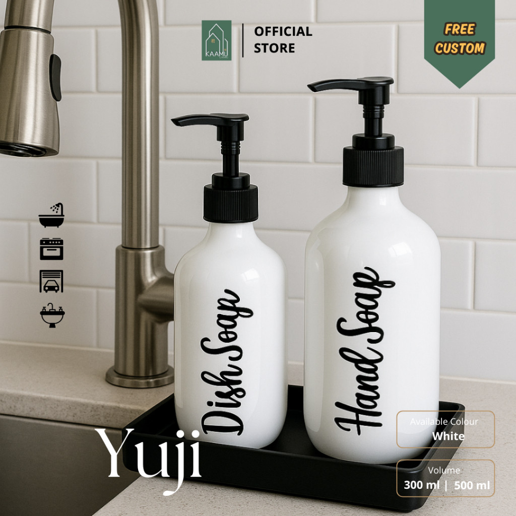 KOKORO - YUJI | Botol refill sabun cair putih 500ml 300ml N28 aesthetic, dispenser botol sabun cuci 