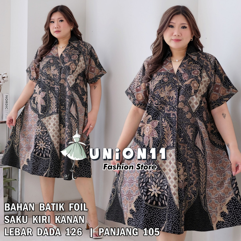 [𝗗𝘆𝗻𝗮𝗿𝗮] DRESS BATIK JUMBO WANITA / DRESS JUMBO WANITA LD 126 / BAJU JUMBO WANITA / BAJU KERJA WANIT