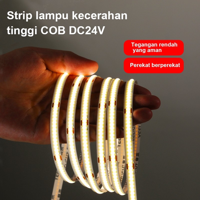 NEW Strip lampu putih LED COB DC 24V 3000K/4000K/6000KLED strip lampu COB fleksibel PREMIUM