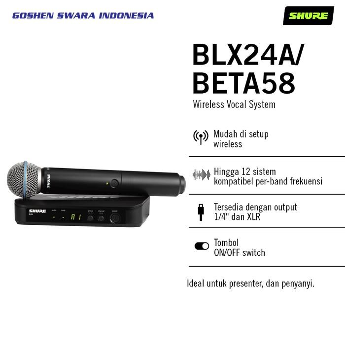 SHURE BLX24A/BETA58, Single channel Wireless Handheld with Beta58