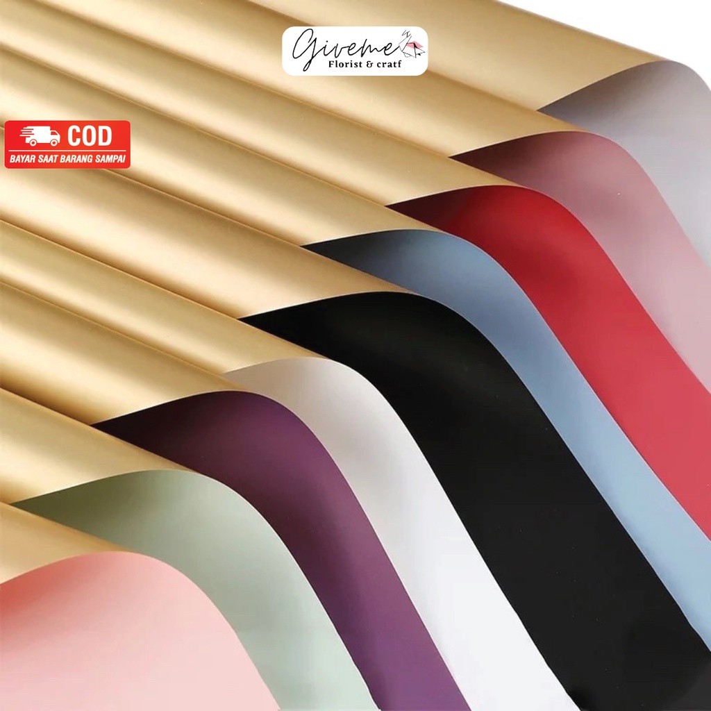 

[ 5Lembar ] Cellophane Bicolor Gold Double Color Kertas Buket Wrapping Flower Gold Emas