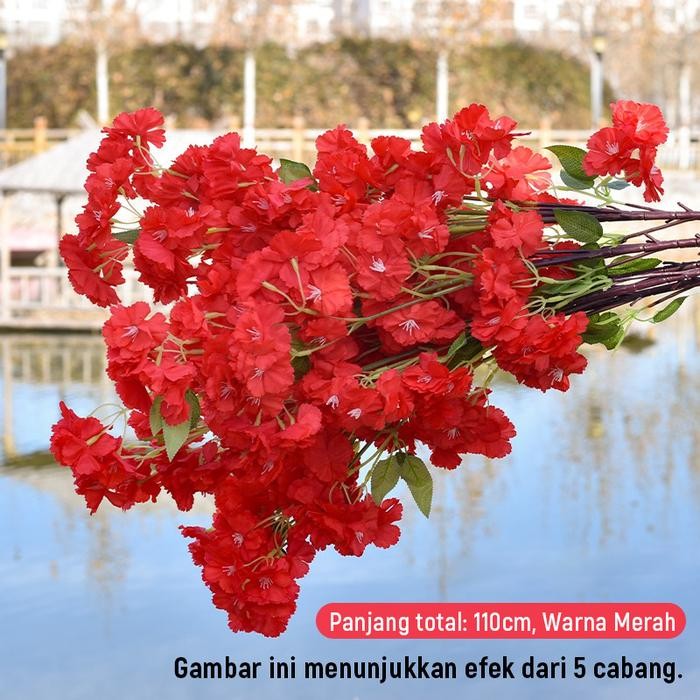 [10PCS] Bunga Cherry Blossom Artificial - Bunga Dekorasi Sakura Plastik Mei Hua Imlek Premium Buah b